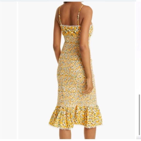 FARM Rio OFF WHITE CASHEW MIDI DRESS floral yellow size XS bodycon - Picture 3 of 9